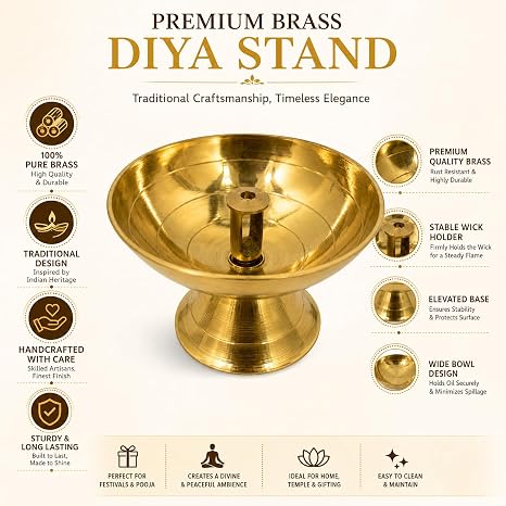 PITALAM | 100% Pure Brass Paro Diya 2.4 inches – Traditional Oil Lamp for Puja, Diwali Decoration, Home Temple & Spiritual Rituals (Single Piece) 5