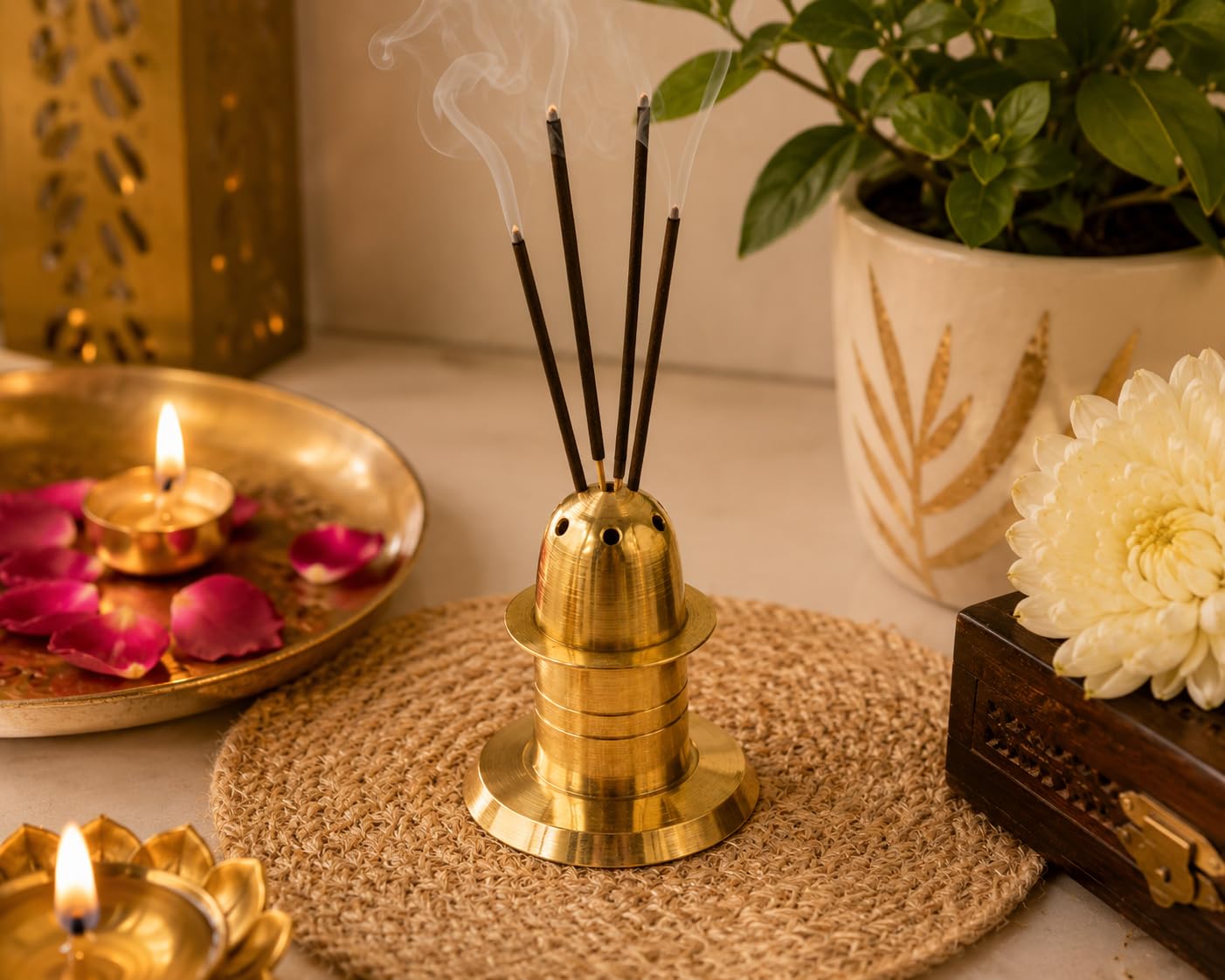 PITALAM | 100% Pure Brass Agarbatti Stand Incense Stick Holder for Puja 4