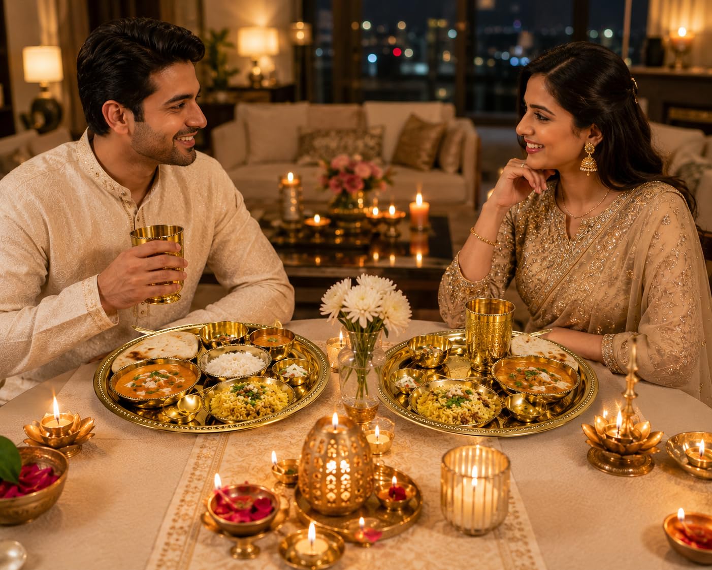 PITALAM | 100% Pure Premium Brass Dinner Thali Set | 12 Inch Traditional Dining Set with 3 Bowls, 1 Glass & 1 Spoon |Festive Dining & Gifting | 1.12 kg Weight 8