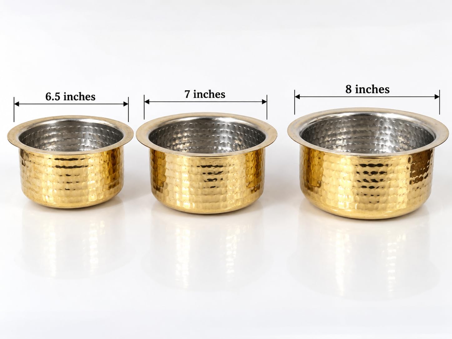 PITALAM Pure Brass Bhagona Patila with Kalai Inside, 8 Inch 6