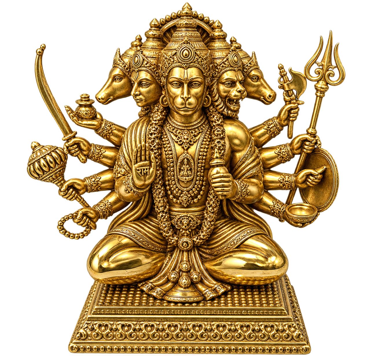 PITALAM Pure Brass Panchmukhi Hanuman Idol 5 Inch