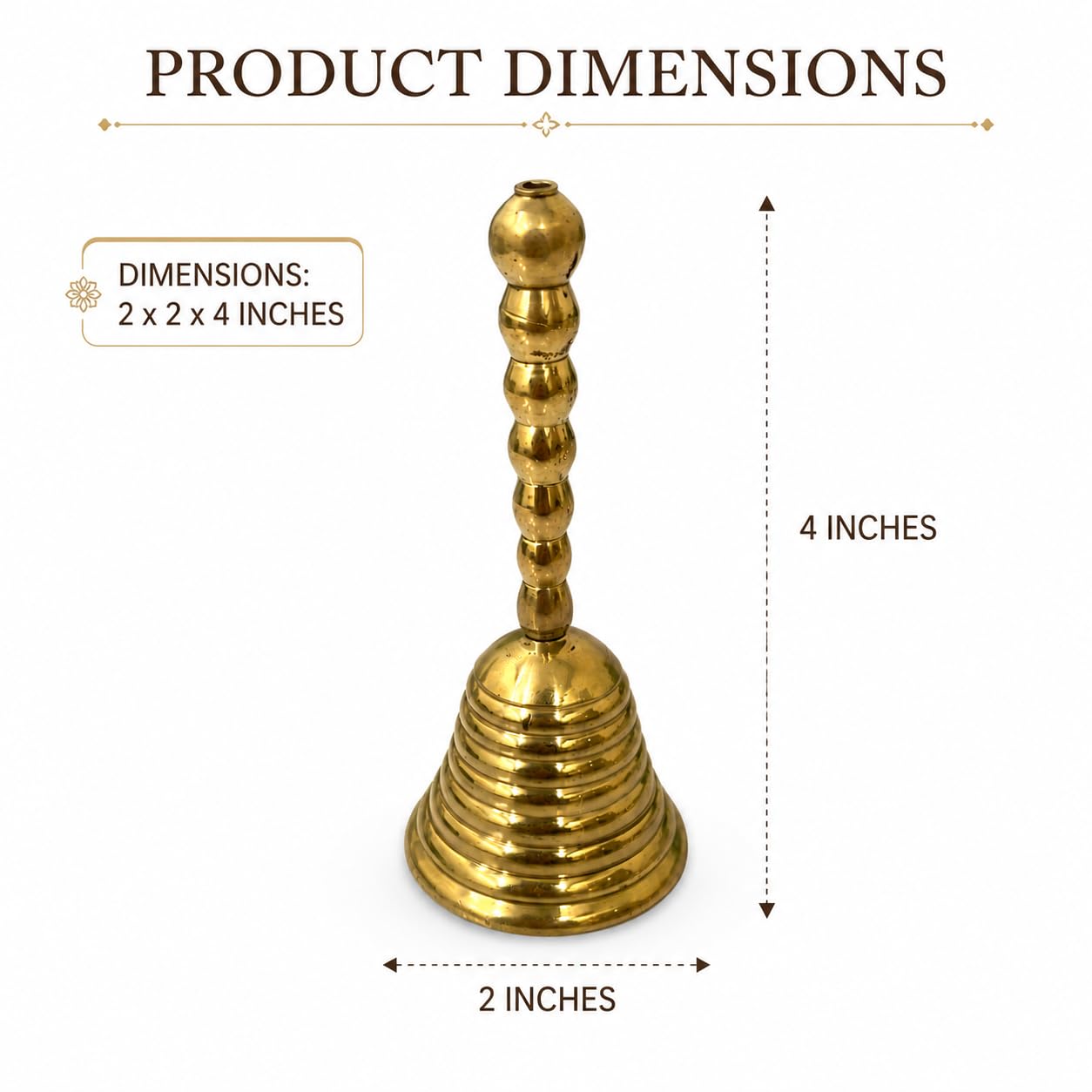 PITALAM | 100% Pure Brass Pooja Bell – Traditional Handheld Temple Ghanti for Daily Puja, Aarti, Mandir, Religious Ceremonies & Spiritual Rituals 2
