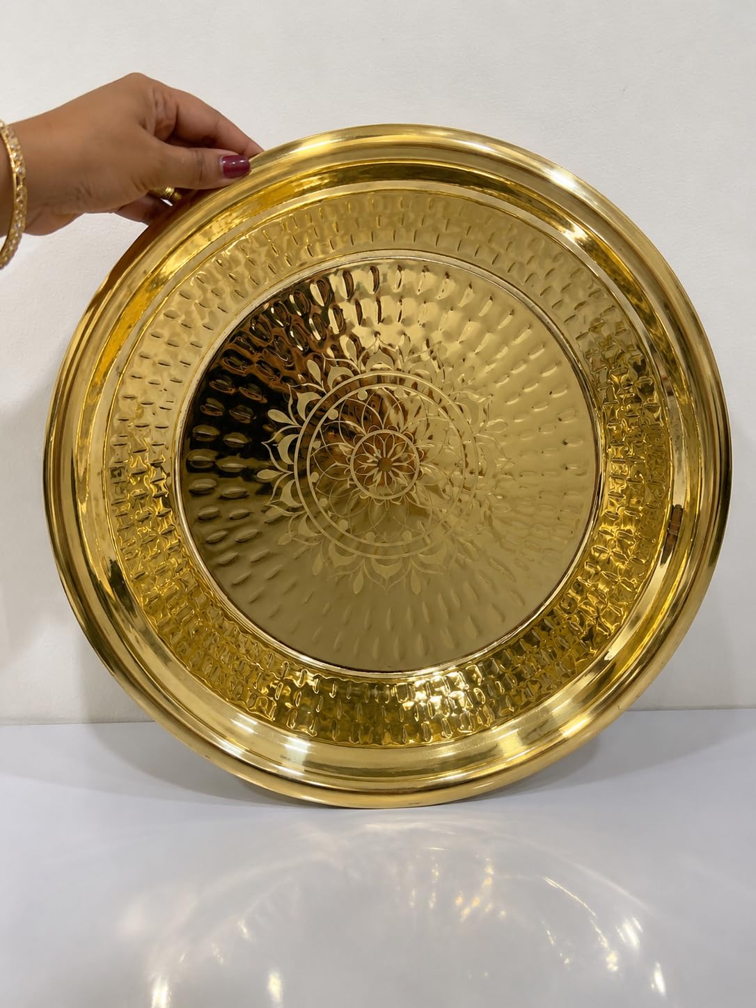 PITALAM 100% Brass Paraat for Dough Atta Kneading Hammered 5