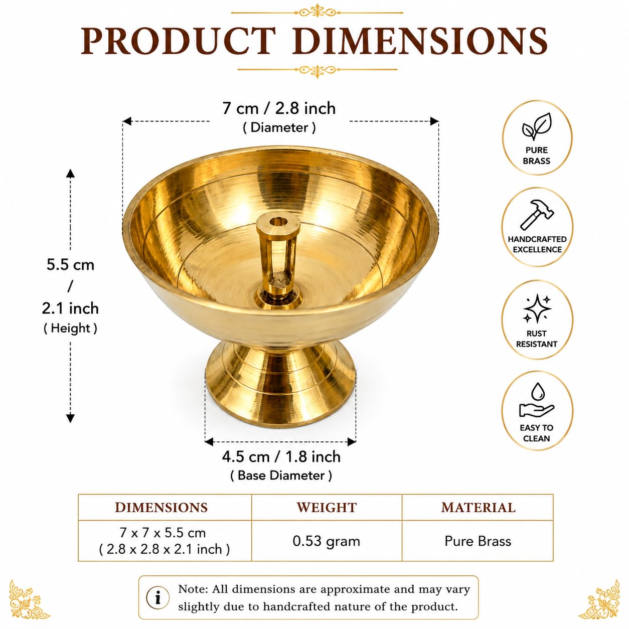 PITALAM | 100% Pure Brass Paro Diya Large – Traditional Oil Lamp for Mandir, Diwali Decoration, Aarti & Religious Ceremonies (Single Piece) 3