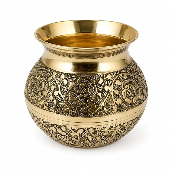 Brass Kalash for Puja – 850ml Traditional Pooja Lota for Jal Arpan, Kalash Sthapana, Home Temple & Religious Ceremonies