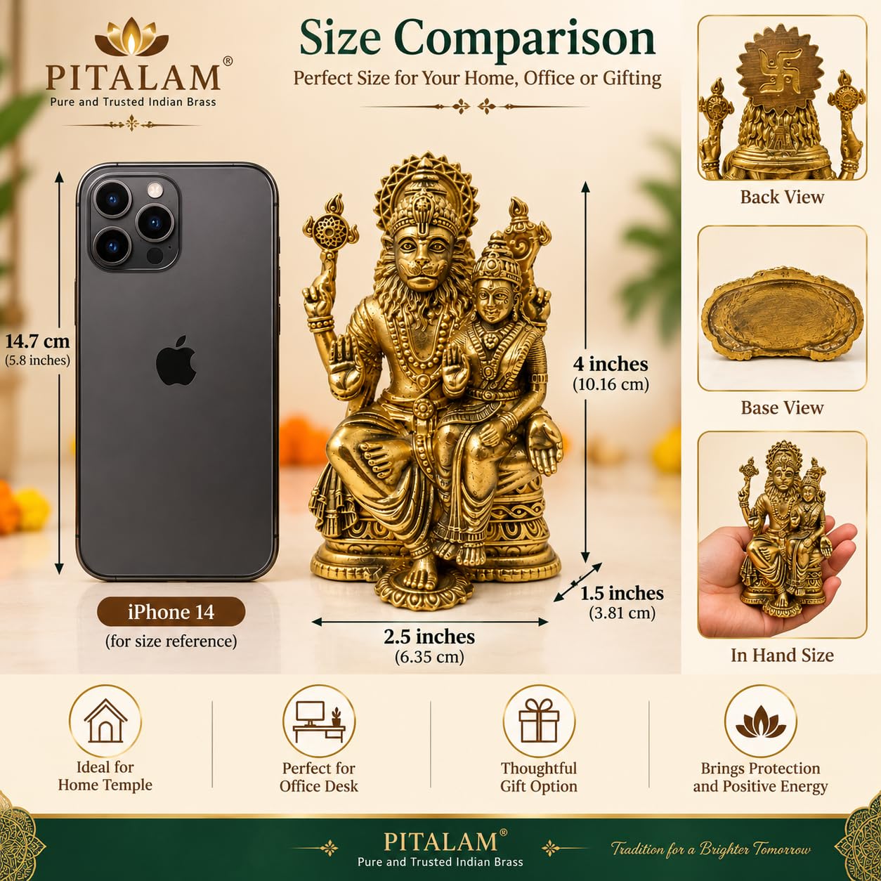 PITALAM Brass Lord Narasimha with Prahlad Idol, 4 Inch 4