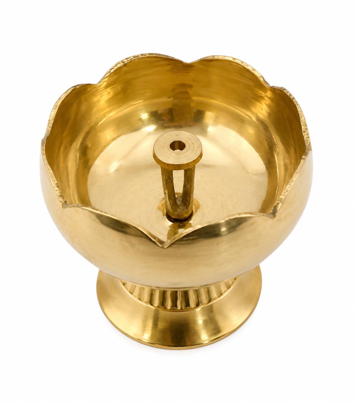 PITALAM | 100% Pure Brass Flower Diya Medium – Decorative Oil Lamp for Home Temple, Puja, Diwali Decoration & Spiritual Rituals (Single Piece)