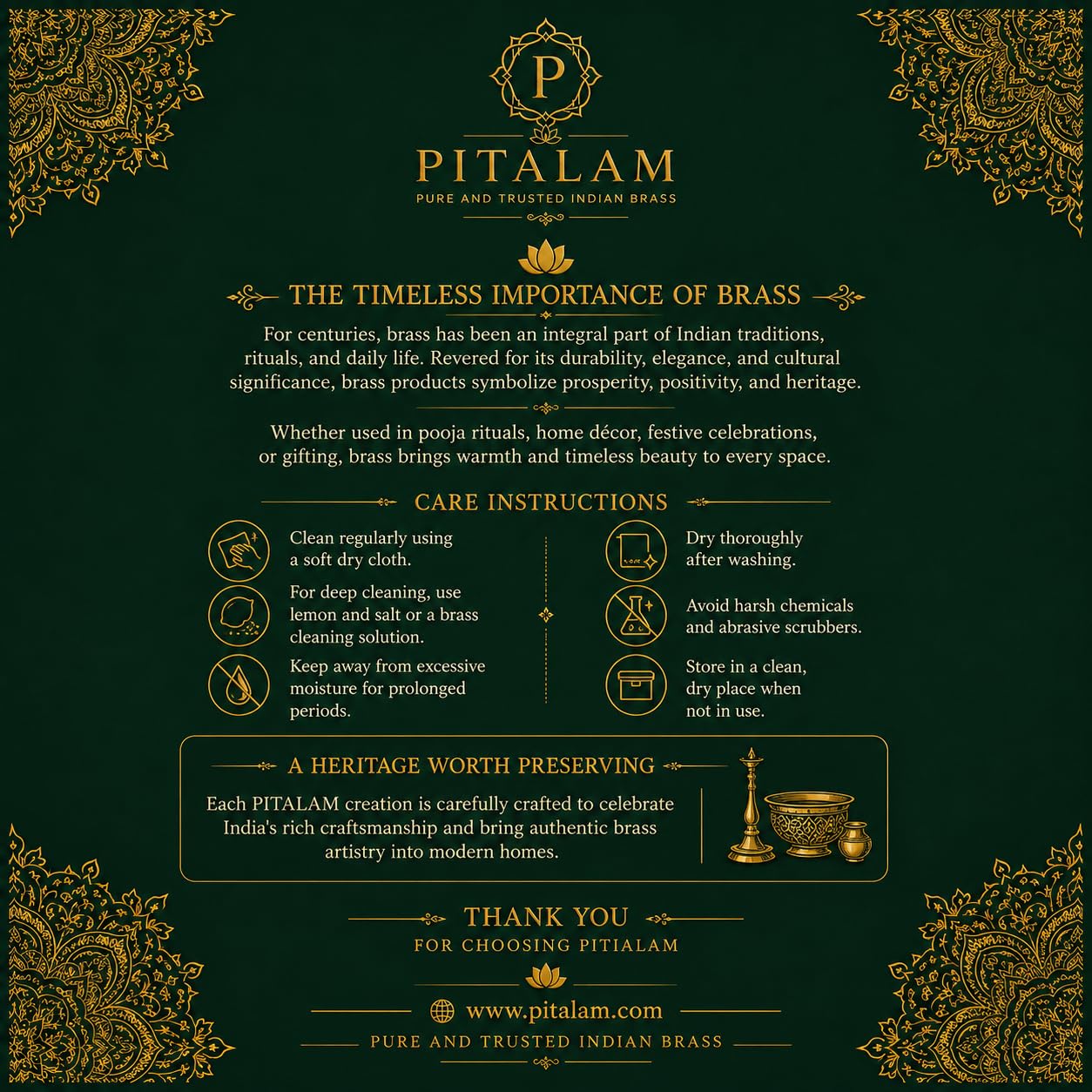 PITALAM | 100% Pure Brass Flower Diya Medium – Decorative Oil Lamp for Home Temple, Puja, Diwali Decoration & Spiritual Rituals (Single Piece) 7