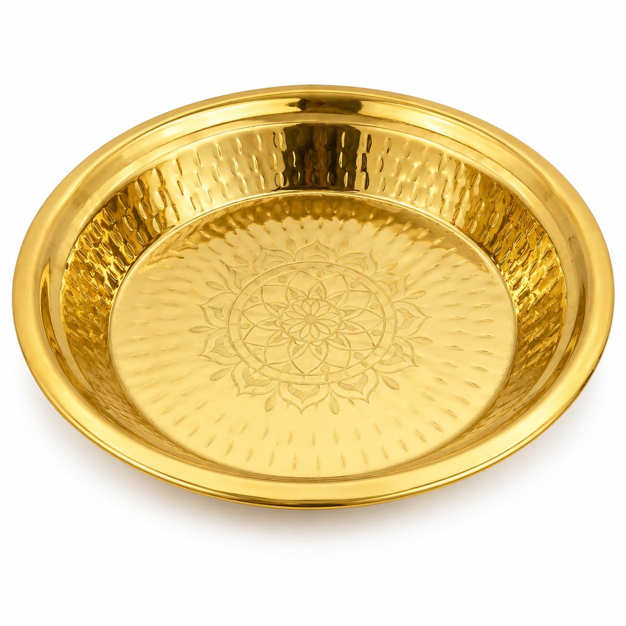 PITALAM 100% Brass Paraat for Dough Atta Kneading Hammered
