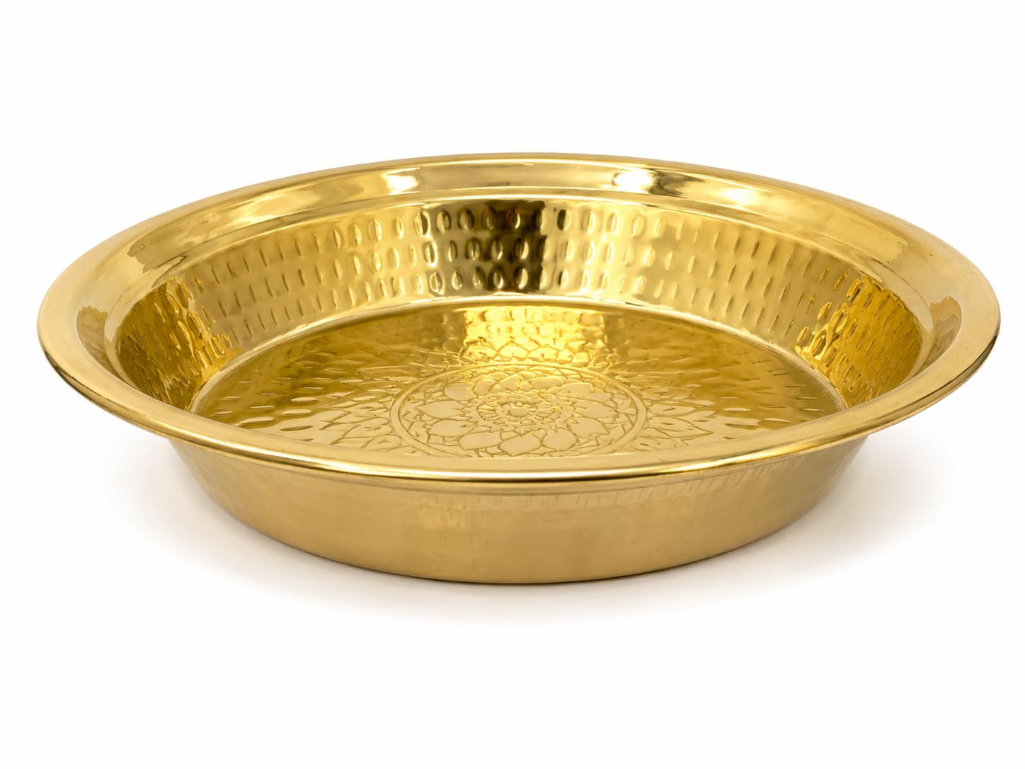 PITALAM 100% Brass Paraat for Dough Atta Kneading Hammered 7
