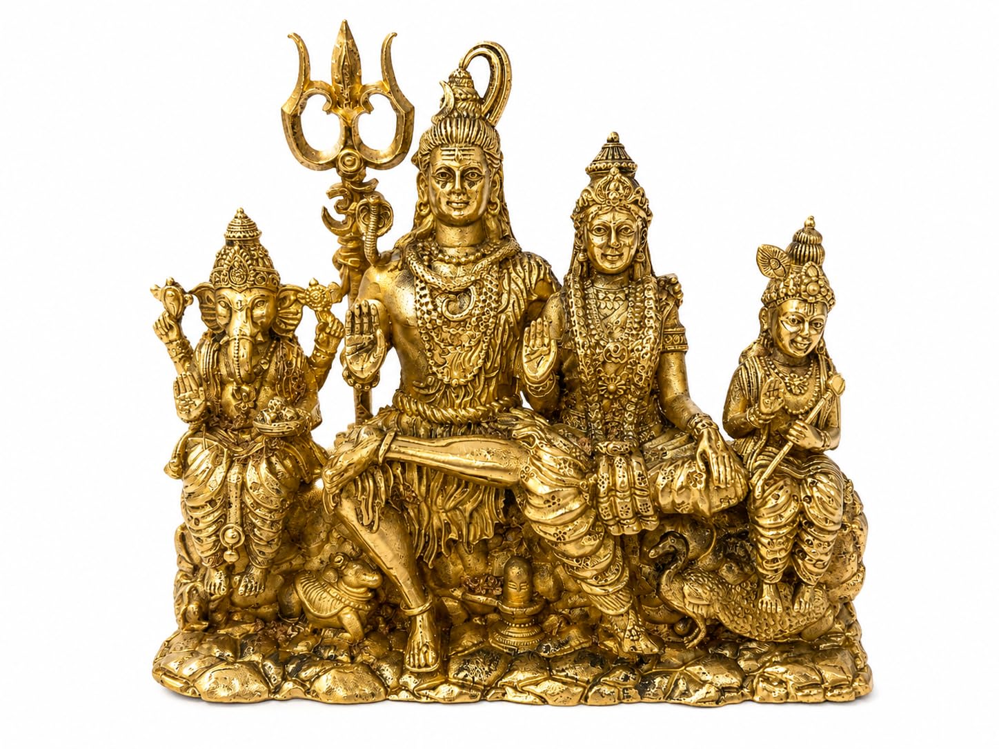 PITALAM Shiv Parivar Brass Idol Statue, 12.7x11.43x5.08 cm, Gold
