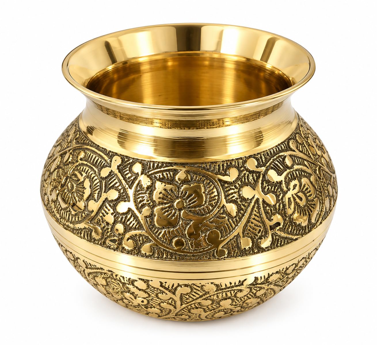 PITALAM 100% Pure Brass Kalash for Puja, 850ml