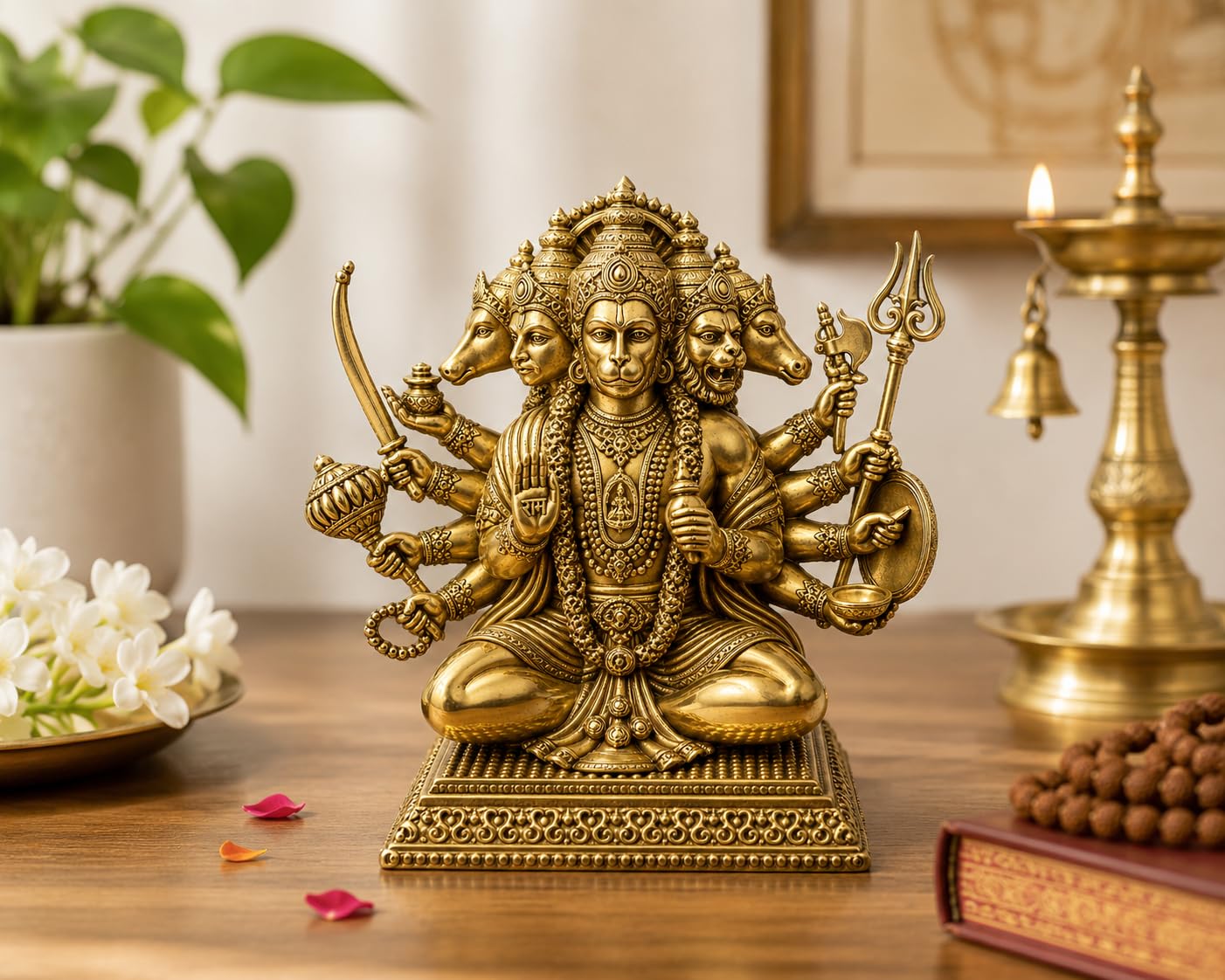 PITALAM Pure Brass Panchmukhi Hanuman Idol 5 Inch 5