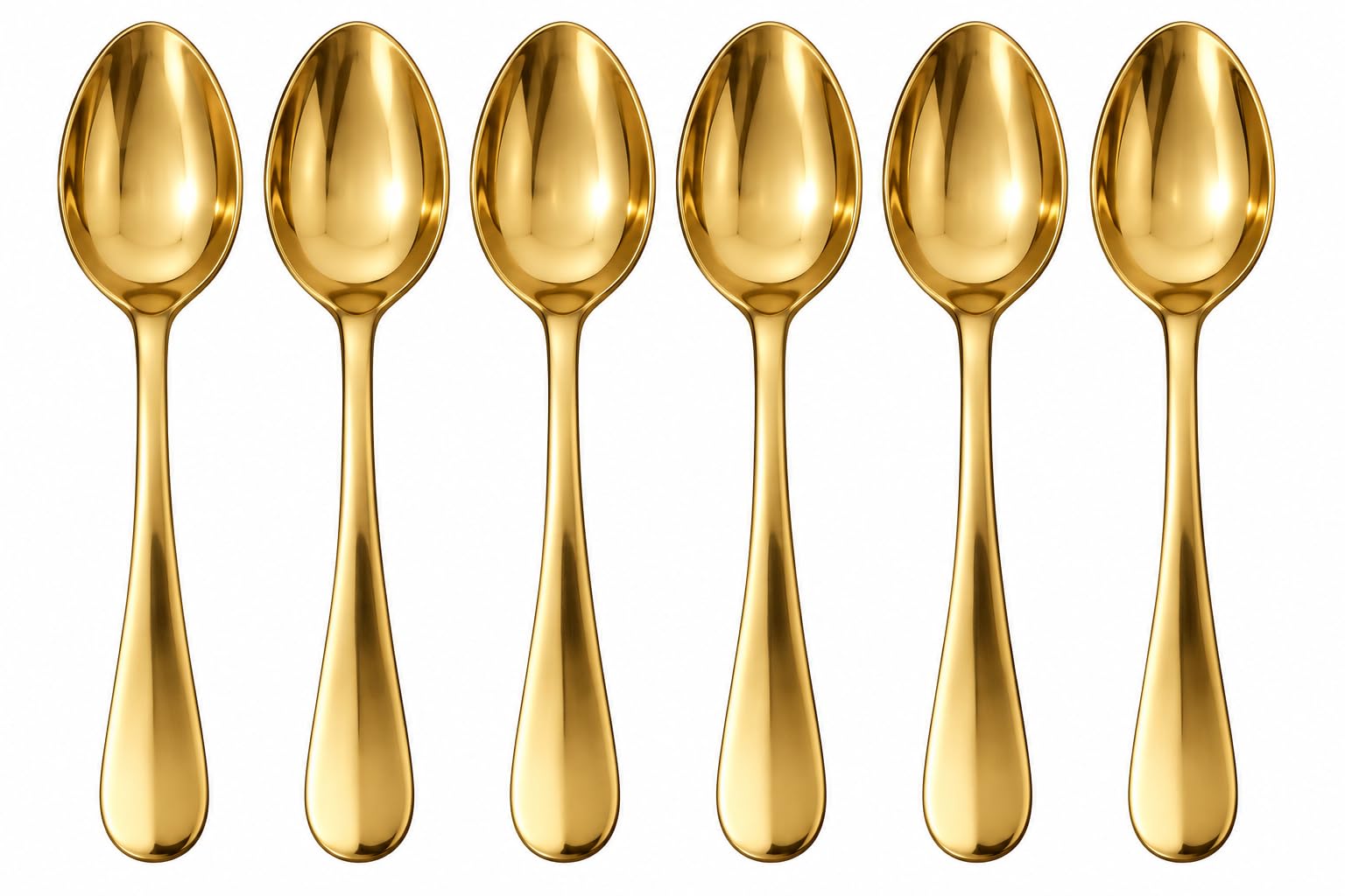 Pitalam 100% Pure Brass Spoon Set of 6, 7.5 Inch Dining Spoons