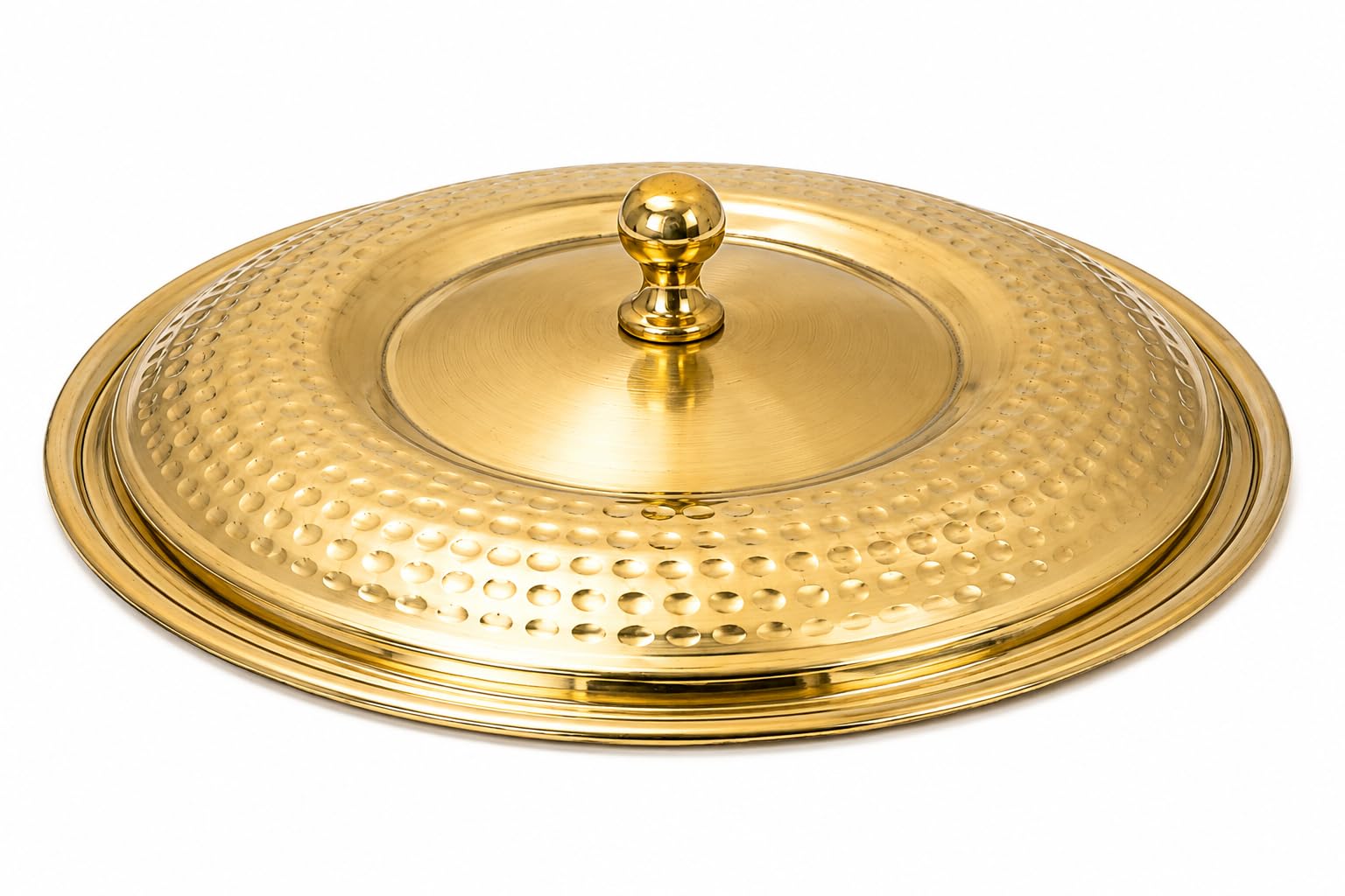 Pitalam Pure Brass Mughlai Lagan with Lid, 8x8x3.5 in 5