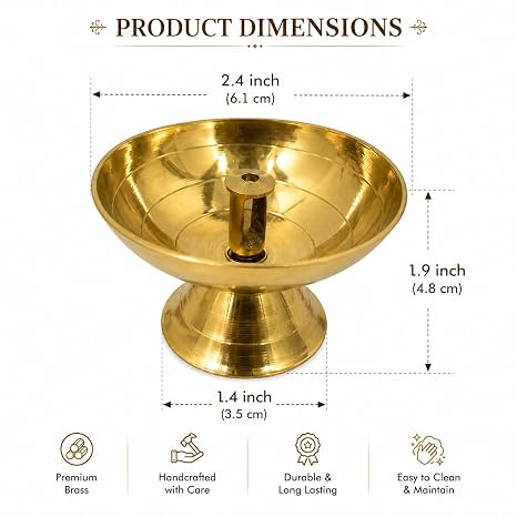PITALAM | 100% Pure Brass Paro Diya 2.4 inches – Traditional Oil Lamp for Puja, Diwali Decoration, Home Temple & Spiritual Rituals (Single Piece) 4