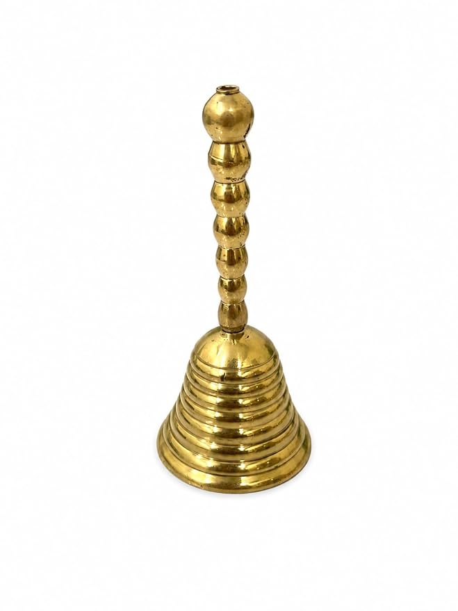 Brass Pooja Bell – Traditional Handheld Temple Ghanti for Daily Puja, Aarti, Mandir, Religious Ceremonies & Spiritual Rituals