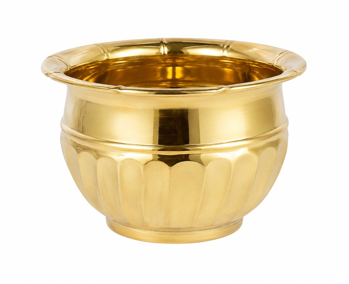 PITALAM 100% Pure Brass Round Planter Pot, 17.78 x 12.70 cm