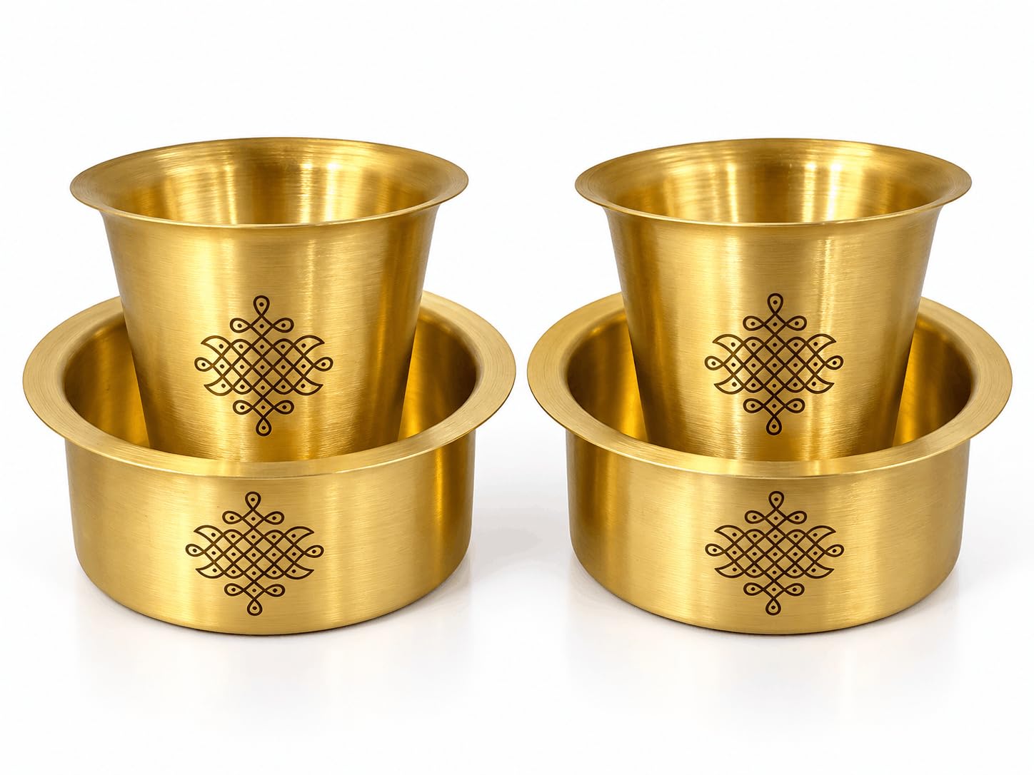 PITALAM 100% Pure Brass South Indian Filter Coffee Set 5