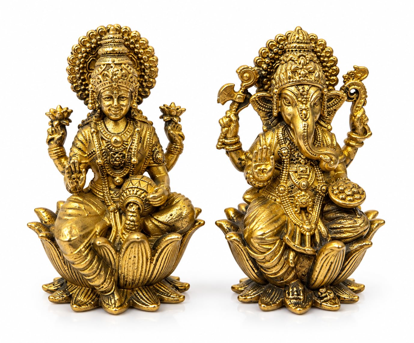 PITALAM Brass Lakshmi Ganesh Idol Set, 7.62 x 3.05 x 5.08 cm