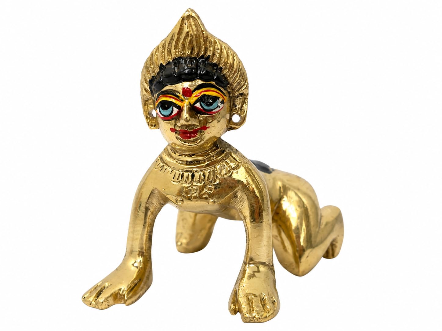 PITALAM Baal Radha Rani Brass Idol, 7.62 × 7.62 cm, Hand Painted